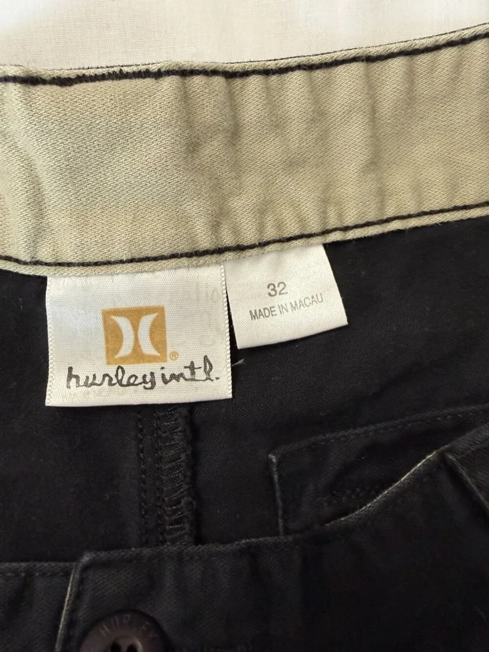 Hurley Commando Cargo Shorts Black Utility Casual Mens Size 32